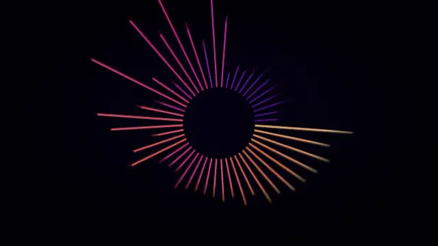 The spectrum_radialbloom preset, drawn with the spectrum system