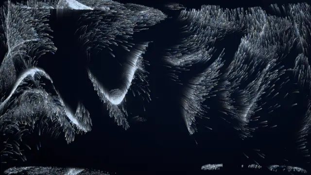 The swarm_murmuration preset, drawn with the swarm system