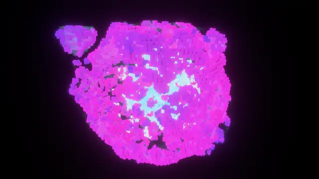 The voxel_neon preset, drawn with the voxel system