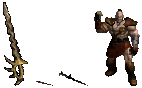 Fleshripper, a unique fanged knife: the inventory picture, its drop frames and a character holding it