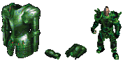 Leviathan: green body armour in the inventory, its drop frames and a character wearing it